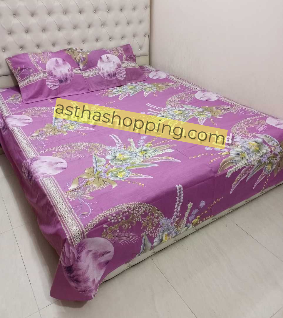 AC HOME TEX King Size Bed sheet With Two Pillow Covers