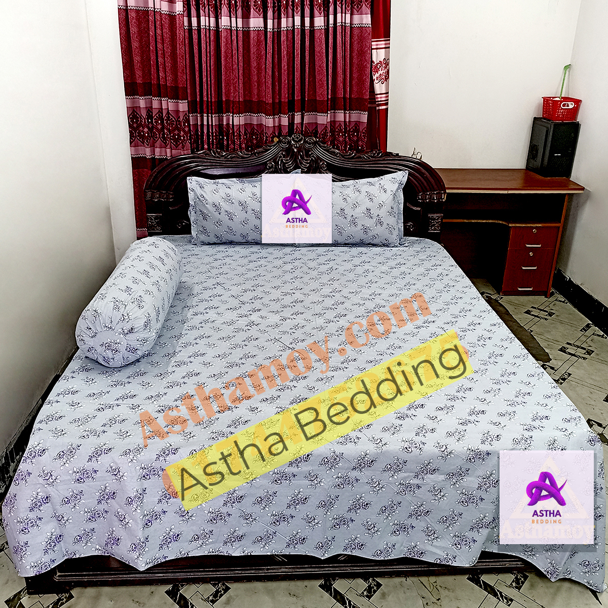 AC HOME TEX King Size Bed sheet With Two Pillow Covers
