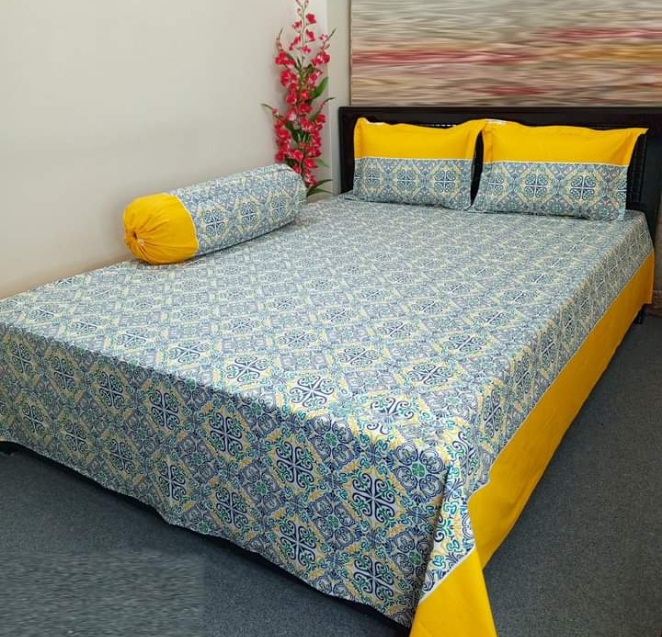 AC HOME TEX King Size Bed sheet With Two Pillow Covers