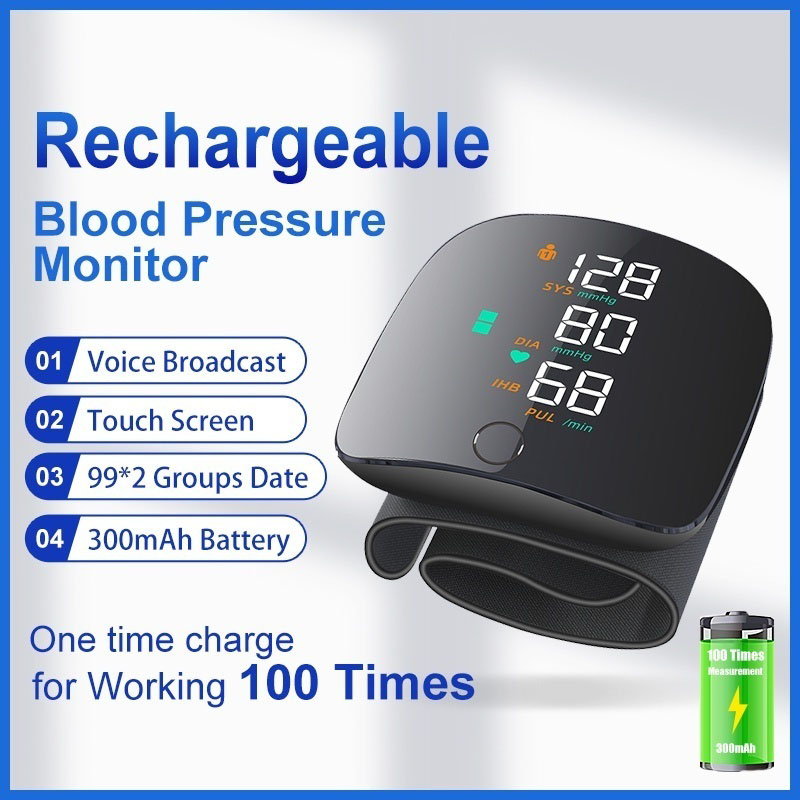 Automatic Rechargeable Digital Touch Screen Wrist type Blood-Pressure Machine/ BP Machine,RechargeableBPMachine,HealthMonitoring