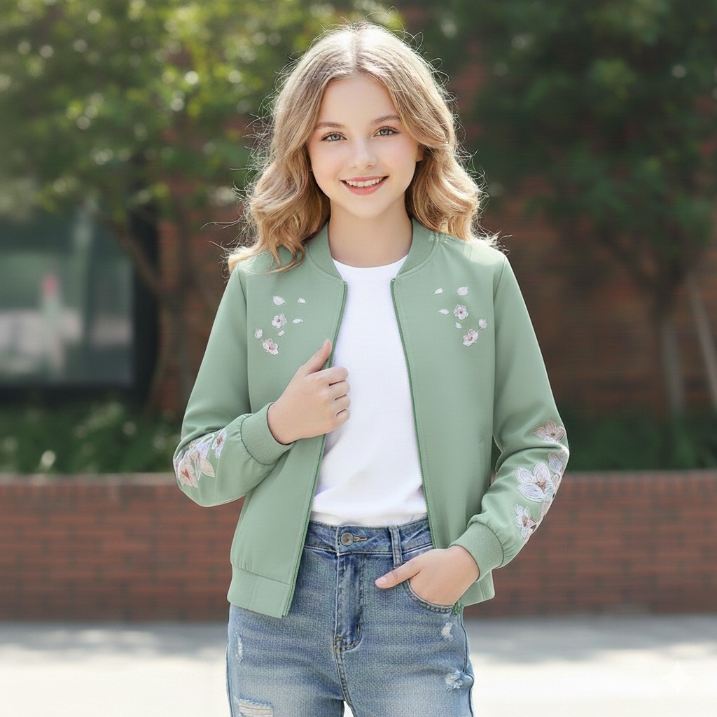 Floral printed ladies jacket Mint Green