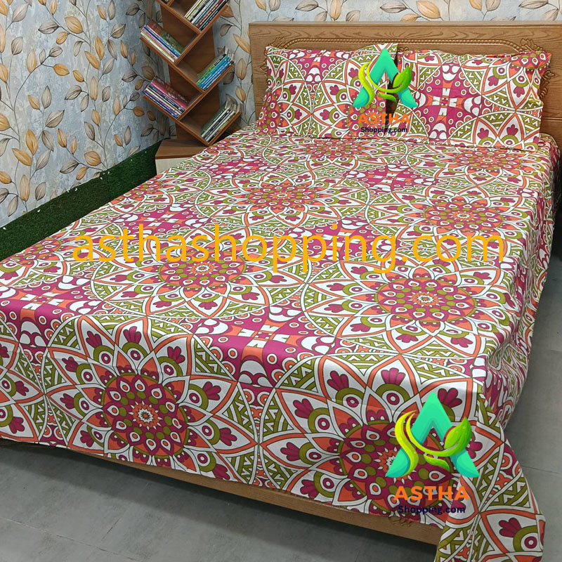 AC HOME TEX King Size Bed sheet With Two Pillow Covers