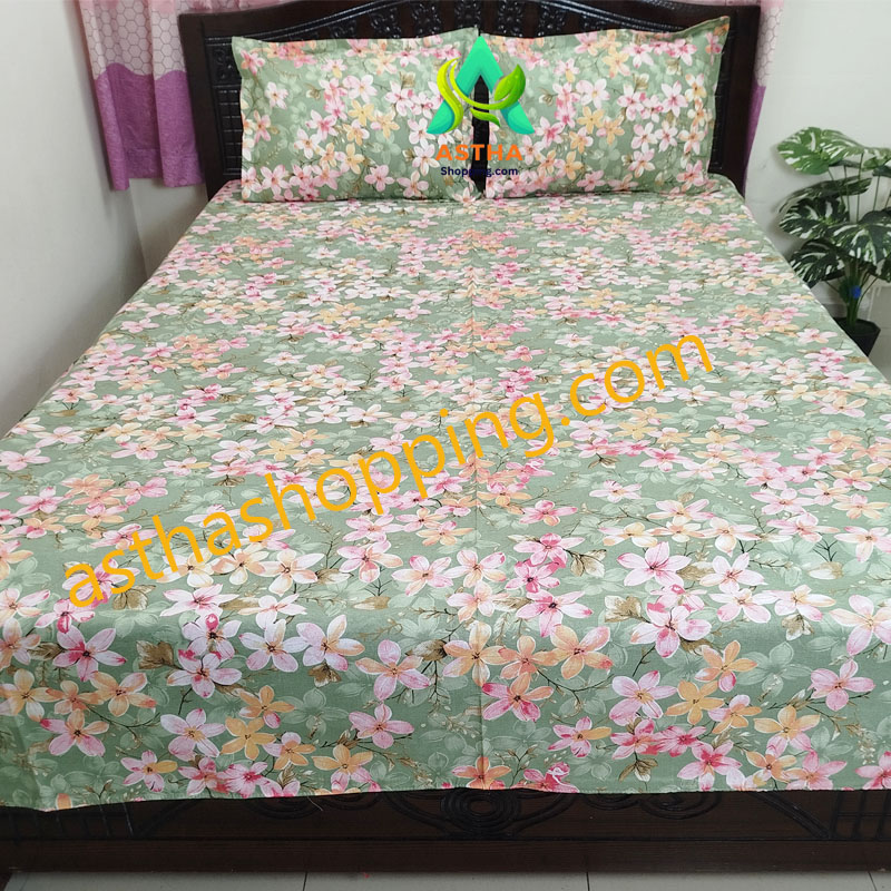 AC HOME TEX King Size Bed sheet With Two Pillow Covers