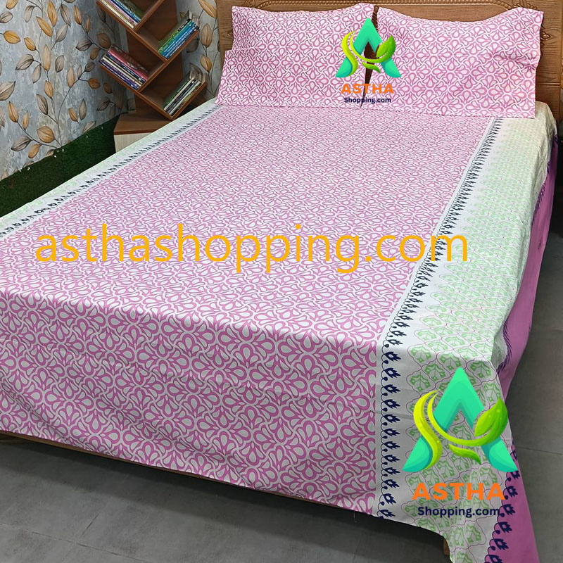 AC HOME TEX King Size Bed sheet With Two Pillow Covers