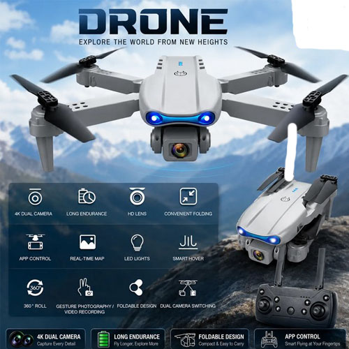 FLH E99 Pro Dual Camera Dual Battery Folding Camera Drone, Wifi Cam app Operator